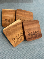 Wooden Coaster Set | Martinez with Zip Code