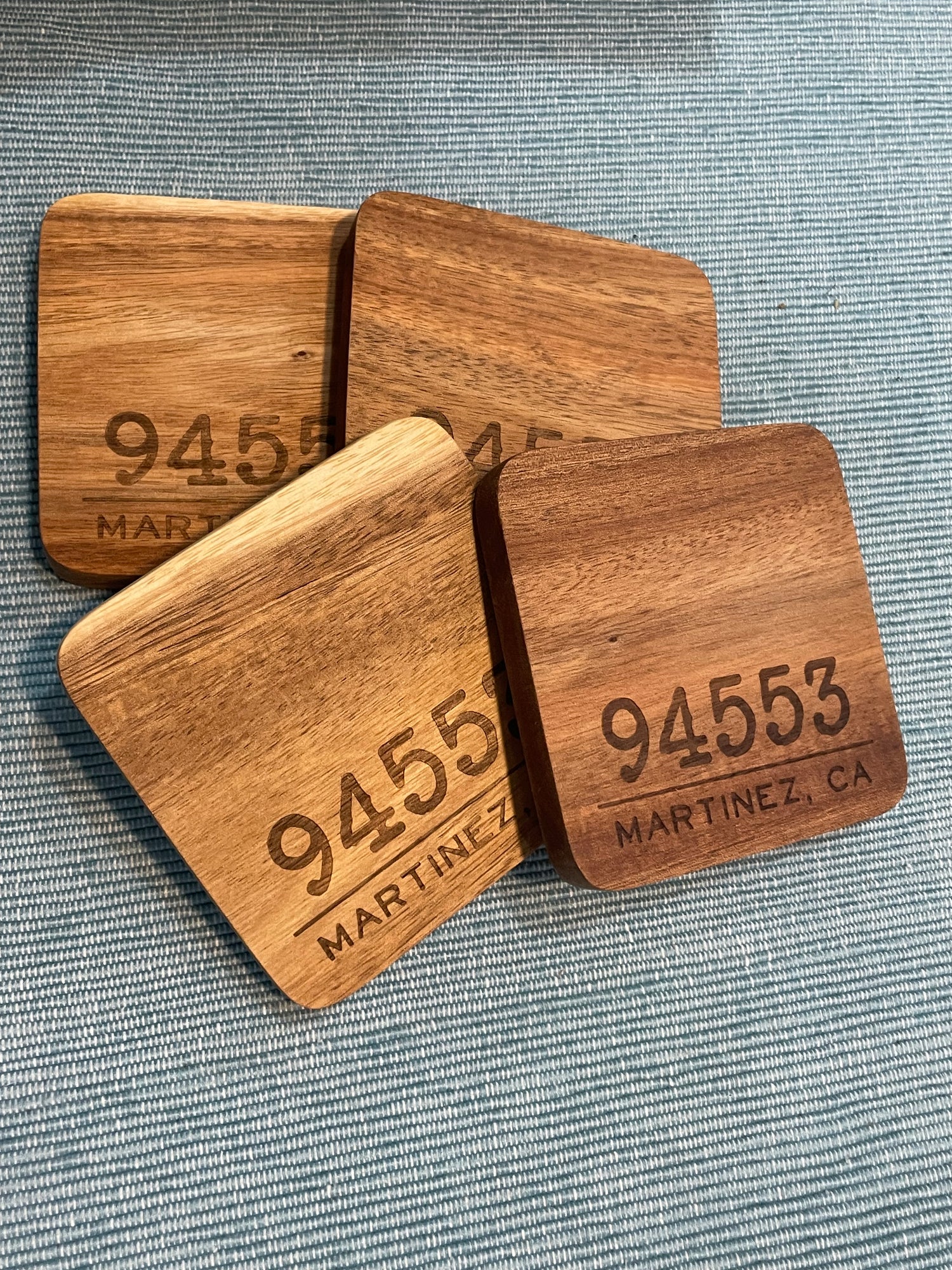 Wooden Coaster Set | Martinez with Zip Code