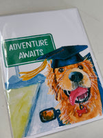 Graduation Greeting Card | Adventure Awaits Dog
