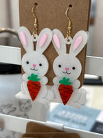 Easter Earrings | Acrylic Bunny & Carrots