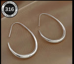 Stainless Steel Dangle Earrings | Open Teardrop Hoops Silver