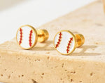Stud Earrings | Enamel Baseballs