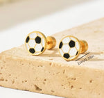 Stud Earrings | Enamel Soccer Balls