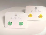 Earrings | Cute Frog And Baby Chick Studs