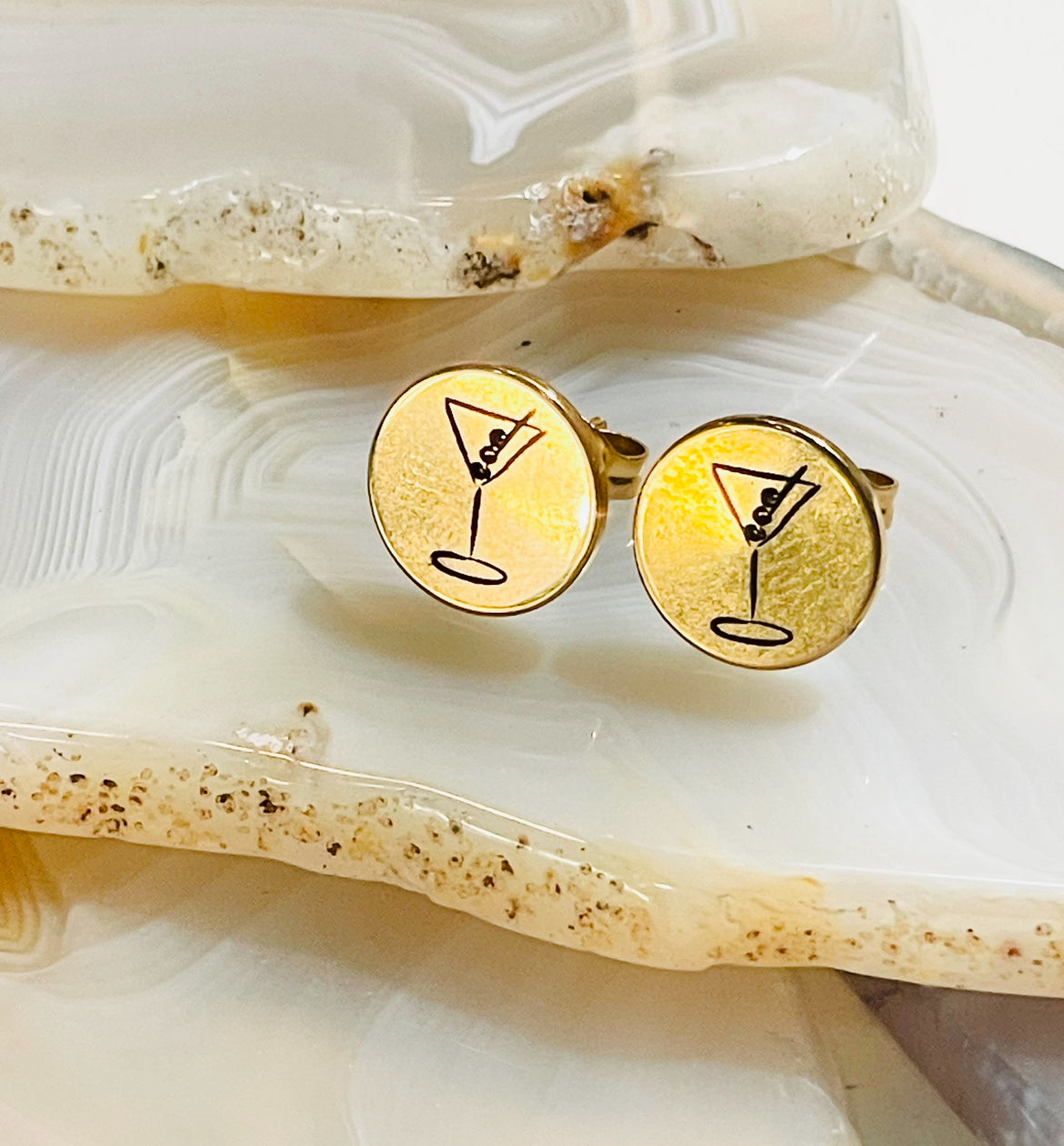 Earrings | Stainless Martini Glass Studs