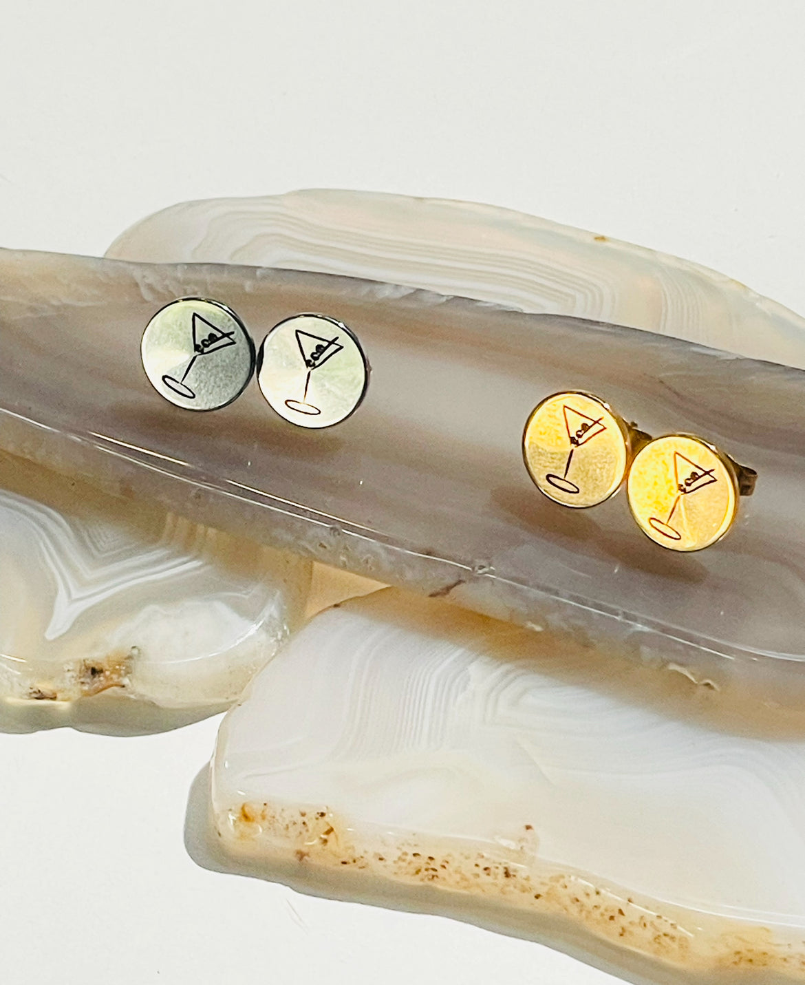 Earrings | Stainless Martini Glass Studs