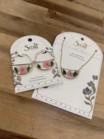 Earrings | Pressed Flower Hoop - Pink Cherry Blossoms & Gold