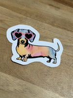 Sticker | Heart Sunglasses Weenie Dog