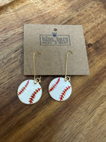 Dangle Earrings | Enamel Baseballs