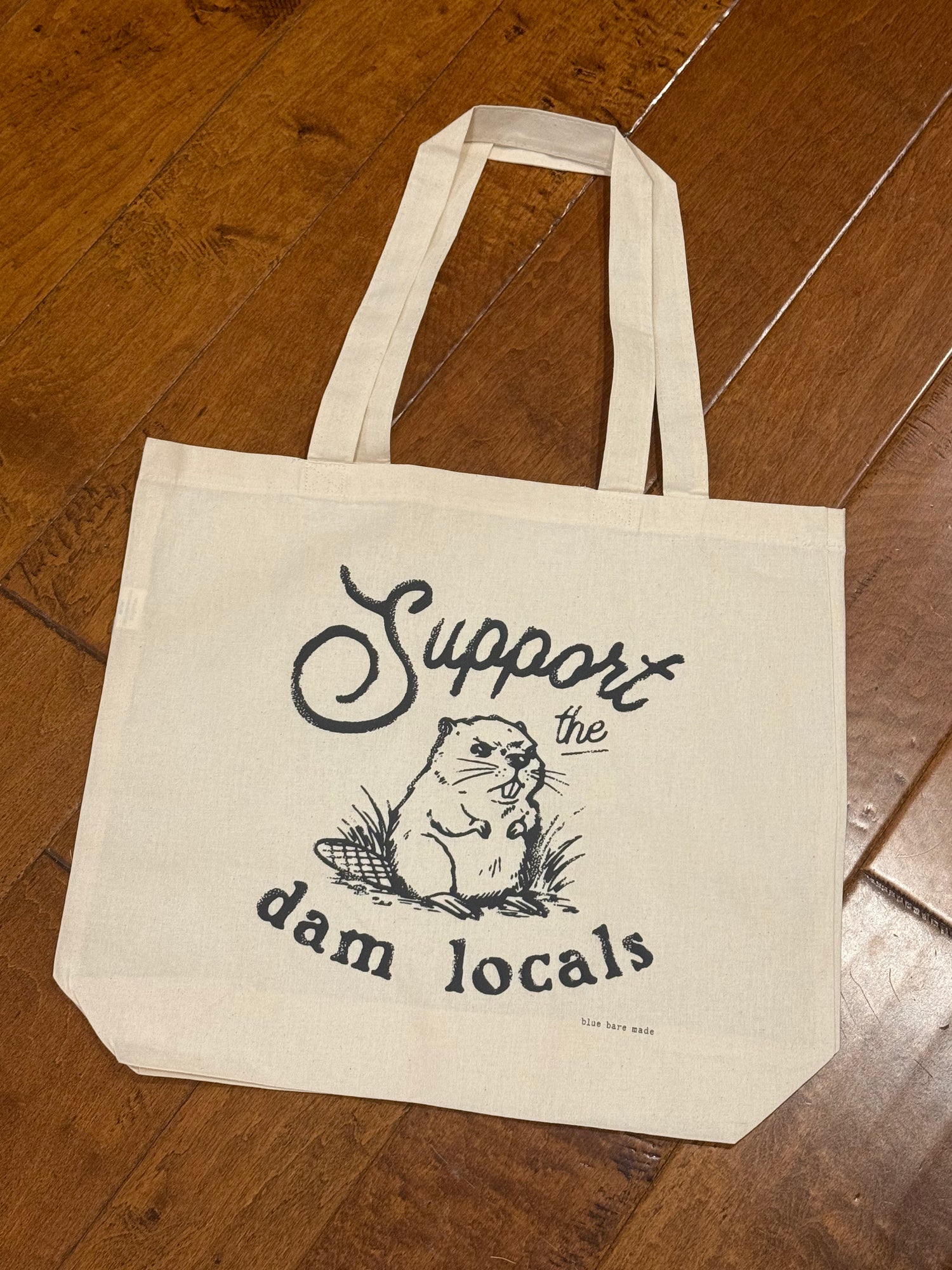 Over-the-Shoulder Organic Cotton Tote | Support the Dam Locals Beaver