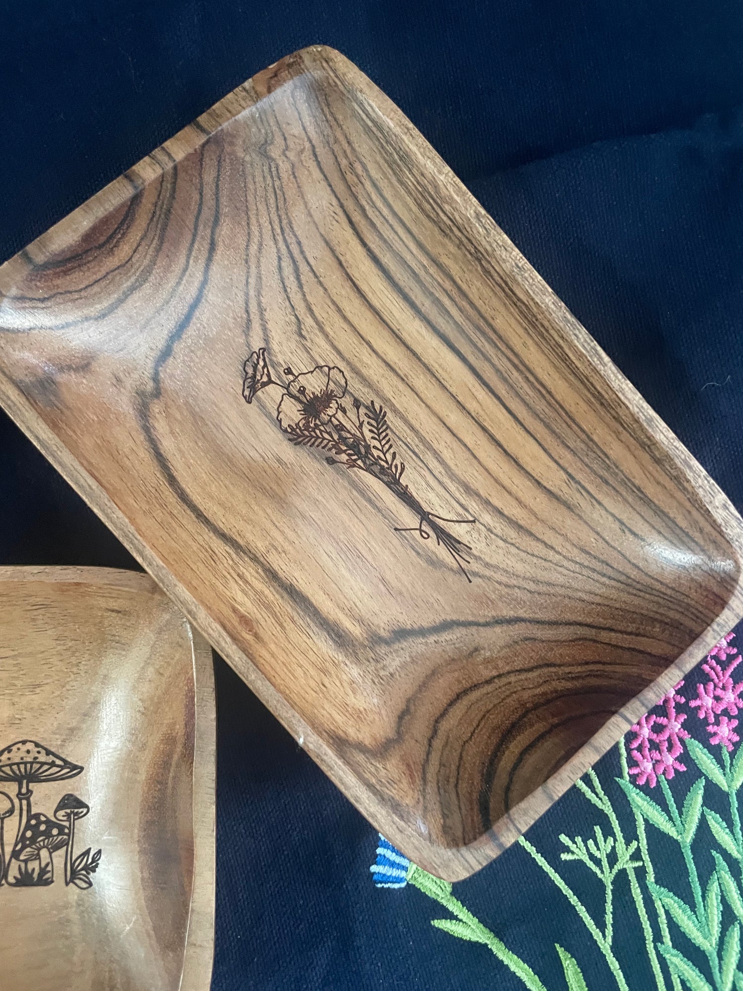 Wooden Engraved Trinket Tray