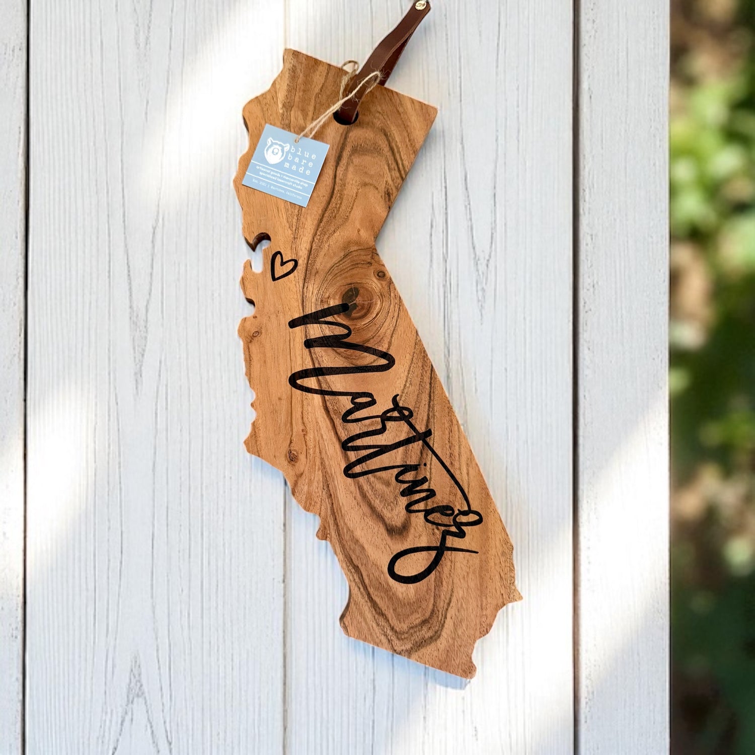 Martinez Engraved California Shaped Acacia Board