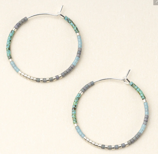 Miyuki Beaded Small Hoop Earrings | Turquoise Mint
