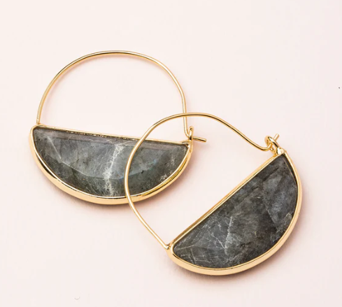 Stone Prism Hoop Earrings | Labradorite