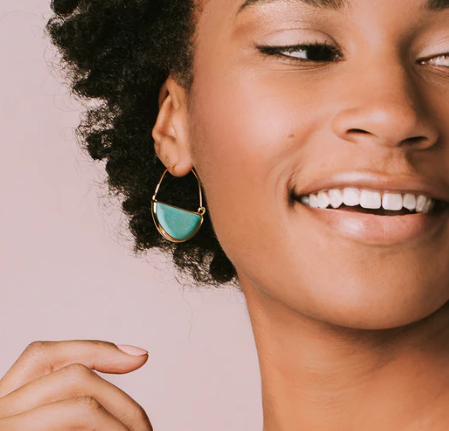 Stone Prism Hoop Earrings | Lapiz