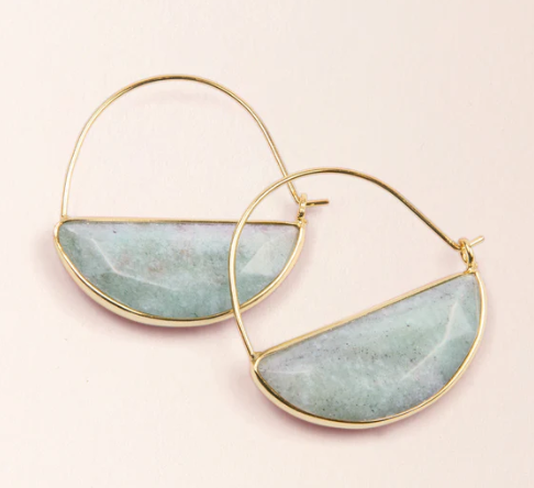 Stone Prism Hoop Earrings | Amazonite