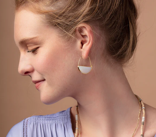 Stone Prism Hoop Earrings | Blue Howlite