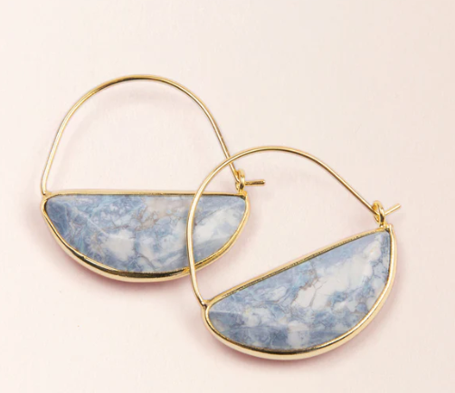 Stone Prism Hoop Earrings | Blue Howlite