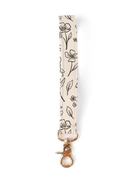 Wristlet Keychain | Pressed Floral (Mushroom Leather)