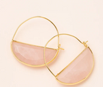 Stone Prism Hoop Earrings | Rose Quartz