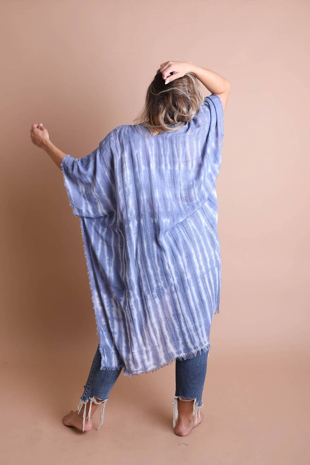 Lightweight Kimono Wrap | Boho Tie-Dye Frayed
