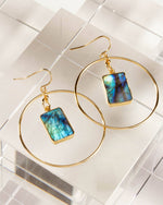 Stoney Hoop Earrings | Labradorite 14K