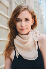 Cotton Bandana | Oatmeal Scallop Stitch Trim