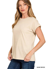 Women's T-Shirt | 100% Cotton Crew Neck Short Sleeve | SAND BEIGE