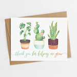 Greeting Card | Thank You For Helping Me Grow, Teacher Appreciation