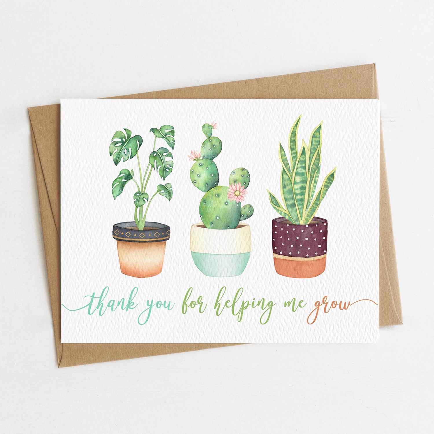 Greeting Card | Thank You For Helping Me Grow, Teacher Appreciation