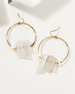 Super Nova Earrings | Clear Quartz Statement Fish Hook 14K