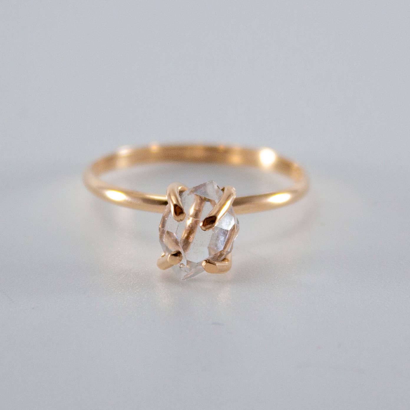 Handmade Prong Ring | Raw Herkimer Diamond 14k Gold Filled