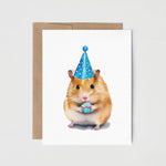 Greeting Card | Hamster Birthday Cake Card, Cute Animal Happy Birthday Card