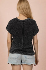 Mineral Washed Sweater | Knit Short-Sleeved - Black