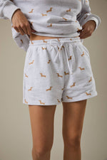 HIGH WAIST DOG PRINT SWEATSHORTS
