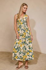 Women's Maxi Dress | Vintage Style Lemons Scalloped