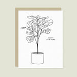 Greeting Card | Linework Fiddle Leaf Fig Tree New Home Letterpress Card