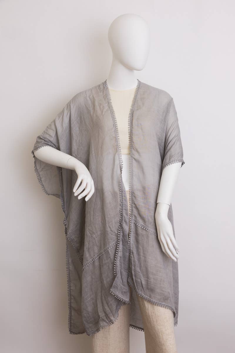 Lightweight Kimono Wrap | Crochet Trim Boho