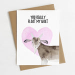 Funny Valentine's Day Card, Greeting Card | Animal Valentine, Float my Goat