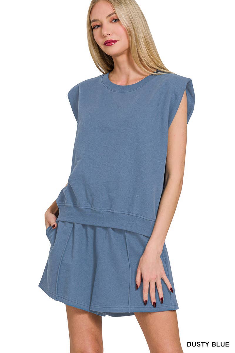 French Terry Sleeveless Top & Shorts Set