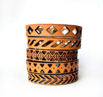 Men's Western Boho Engraved Leather Bracelet Cuff - Yuma