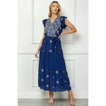 Dress | Navy Embroidered