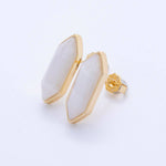 Quartz Hexagon Studs | 18K Gold Filled Natural Gemstone Earrings