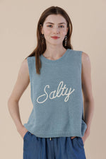 Women's Sleeveless Embroidered Sweater Tank | Salty