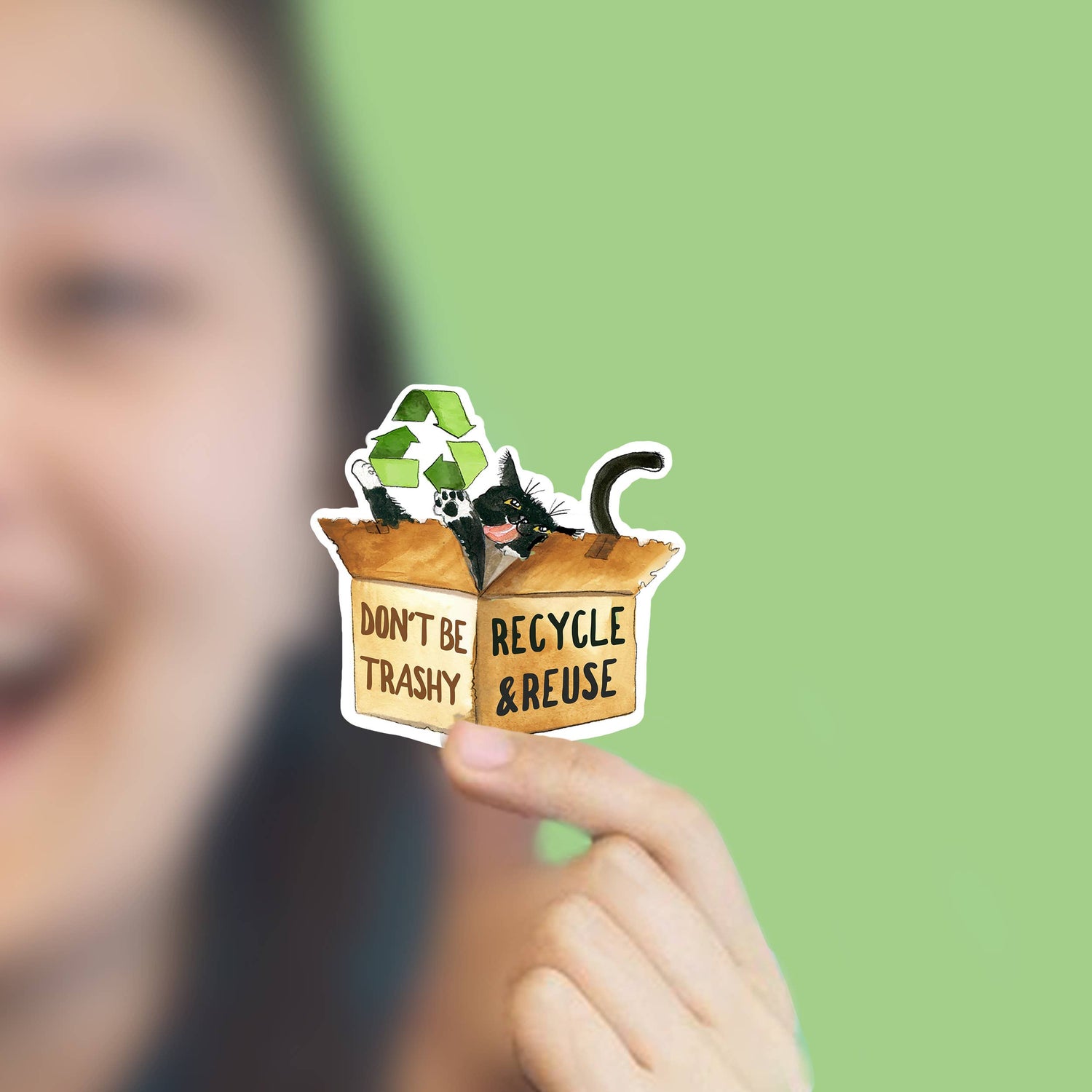 Recycle Box Cat - Funny Vinyl Sticker