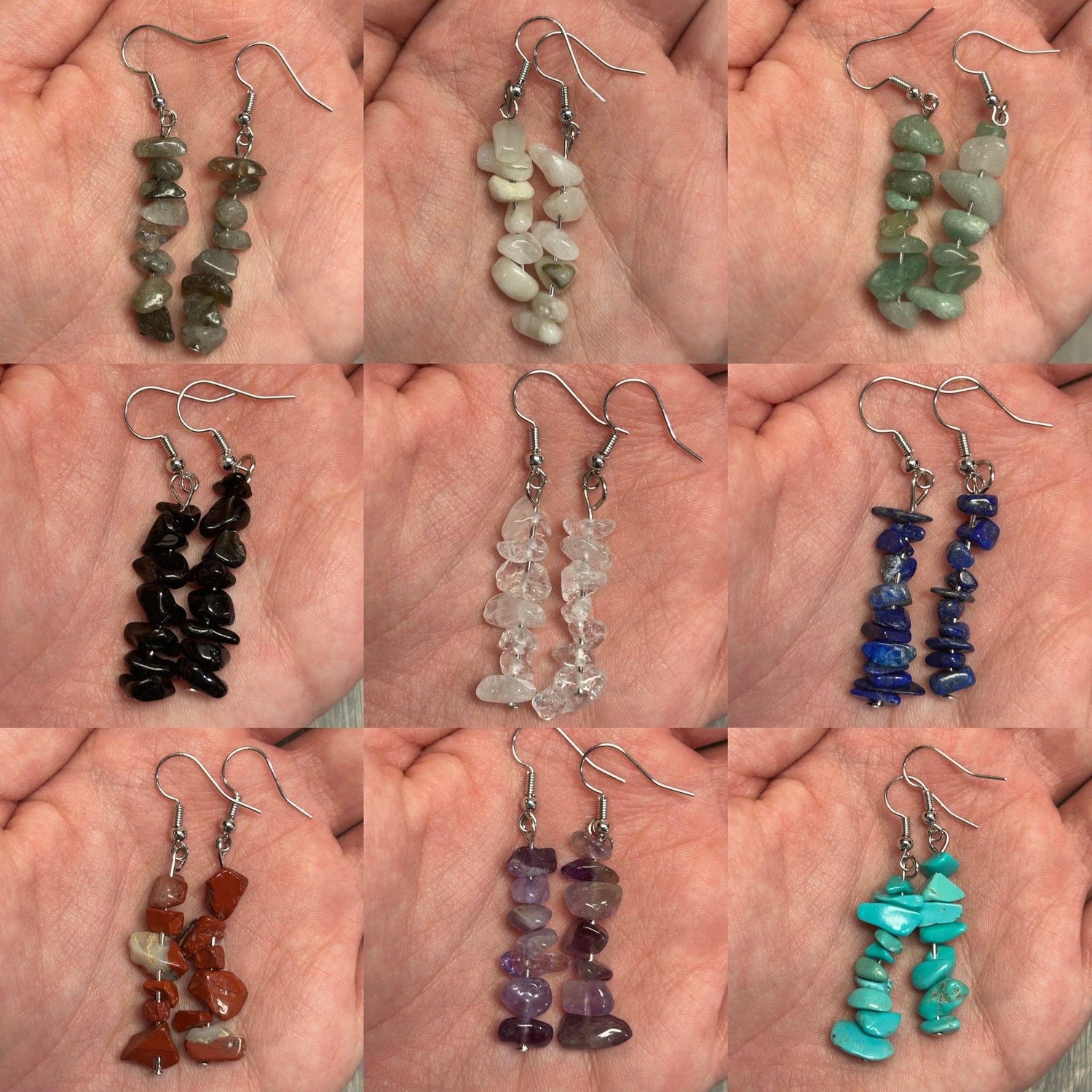 Gemstone Chip Dangle Earrings | Quartz