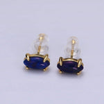 Lapiz Stud Earrings | 14K Gold Filled Lapis Lazuli Gemstone Sphere Minimalist