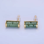 Aventurine Studs | 14K Gold Filled Tube Linear Earrings
