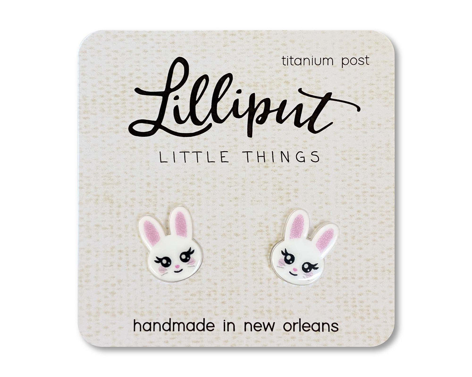 Stud Earrings | White Easter Bunny