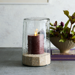 Pebbled Edge Glass Hurricane Decor | Large